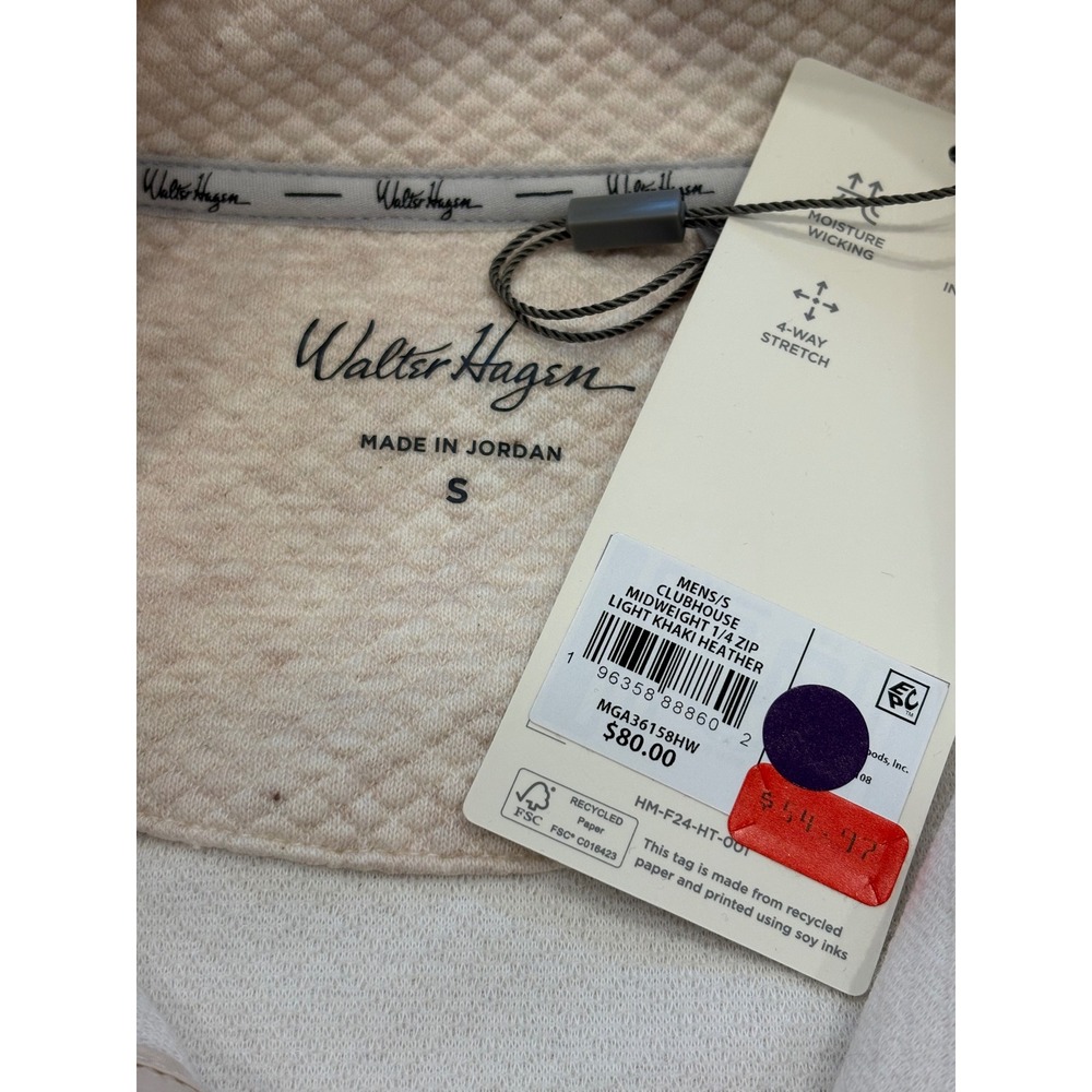 NWT Men's Walter Hagen Clubhouse Midweight 1/4 Zip - Small - Light Khaki - Picture 4 of 7